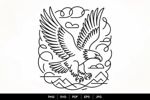 Download Eagle Line Art Vector Illustration - Eagle Collection