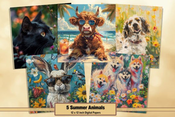 Download Summer Animals Digital Papers Pack 78 - Premium Resources