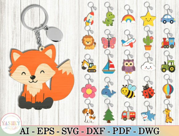 Download Cute Animal &amp; Kids Keychain SVG Bundle - Svg Collection