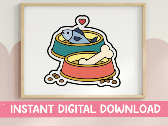 Download Pet Food Bowls Cat and Dog Sticker - Premium Resources