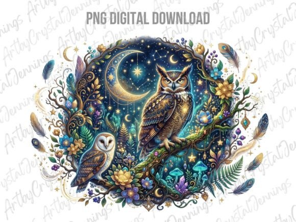 Download Celestial Night Owl Bird Forest PNG - Bird Collection