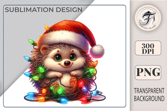 Download Cute Christmas Hedgehog Lights Clipart - Premium Resources
