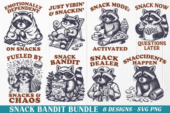 Download Snack Bandit SVG Bundle, 8 Funny Raccoon - Svg Collection