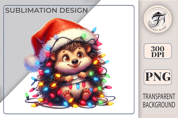Download Santa Christmas Hedgehog Lights Clipart - Premium Resources