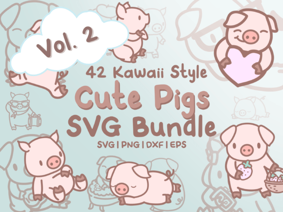 Download Cute Pigs Vol. 2 SVG Illustrations - Svg Collection