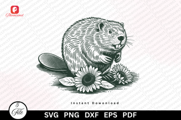 Download Woodland Hand Drawn Sunflower Beaver SVG - Svg Collection