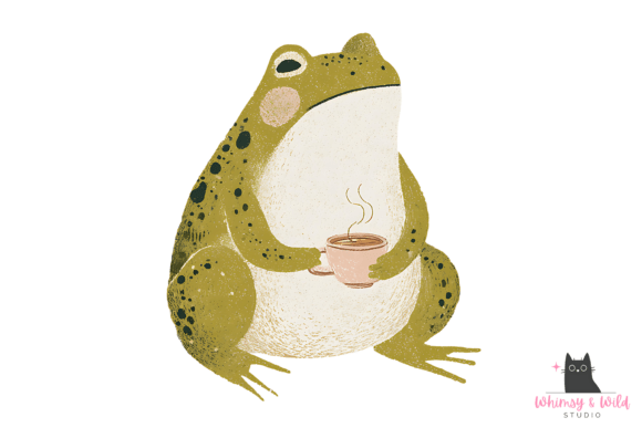 Download Cozy Coffee Frog Clipart PNG Design - Premium Bundle