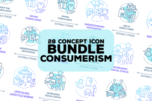 Download Consumerism Blue Concept Icons Bundle - Consumerism Collection