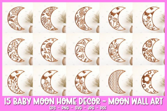 Download 15 Moon Wall Art SVG, Baby Room Decor - Svg Collection